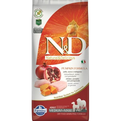 N&D Dog GF Pumpkin Adult Medium&Maxi Chicken&Pomegranate 12kg