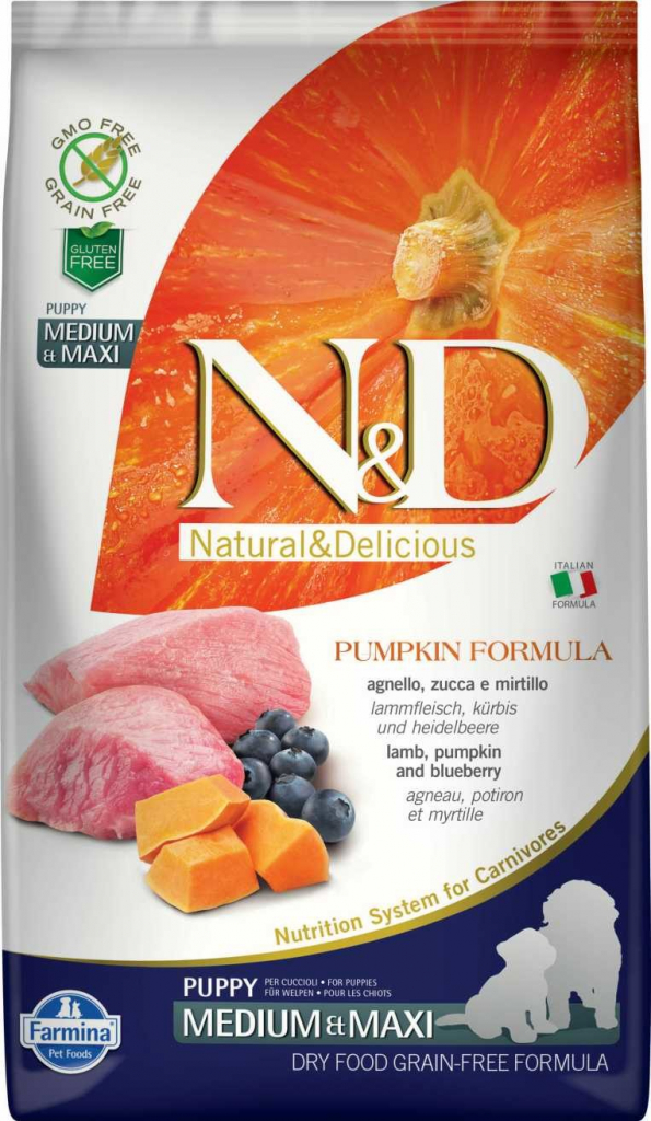 N&D Dog GF Pumpkin Puppy Medium&Maxi Lamb&Blueberry 12kg