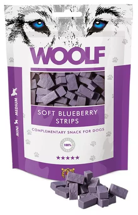 Woolf Dog Blueberry & Chicken Soft Strips 100g 