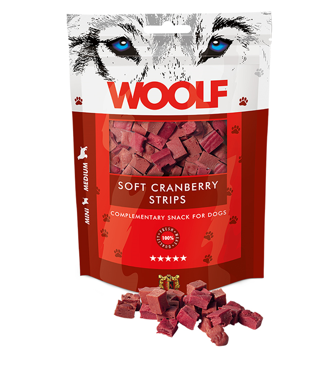 Woolf Dog Cranberry Soft Strips 100g 