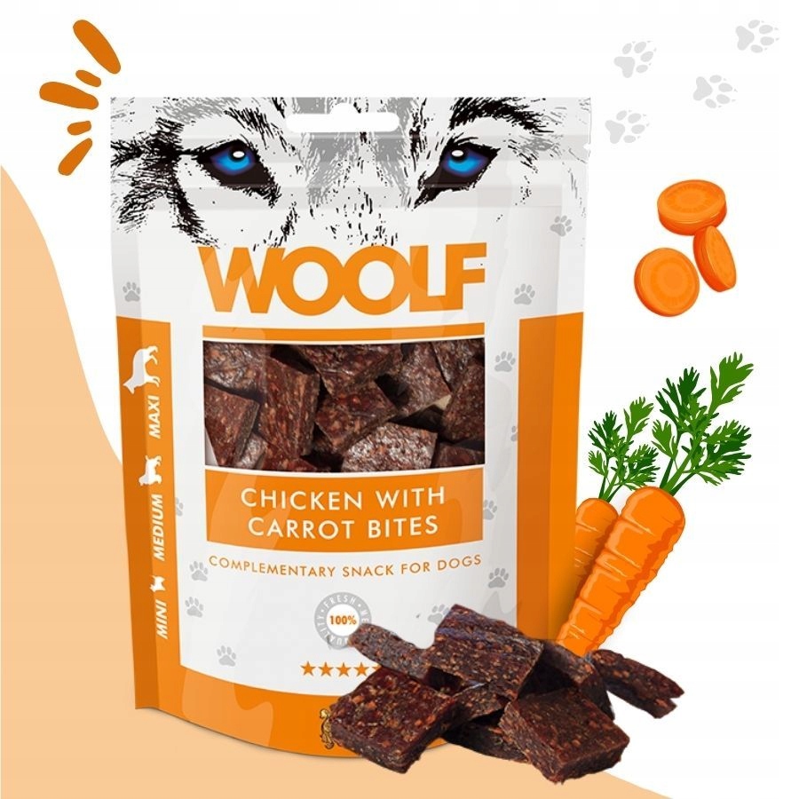 Woolf Dog Chicken & Carrot Bites 100g