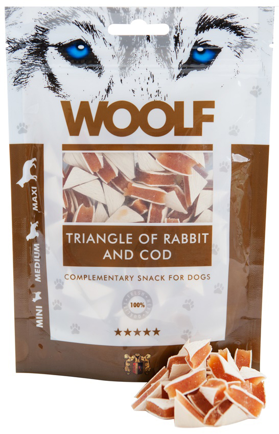 Woolf Dog Rabbit and Cod Triangle 100g