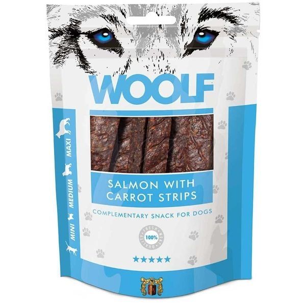 Woolf Dog Salmon & Carrot Strips 100g